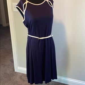 Navy Blue Dress with White Piping detail Size 8